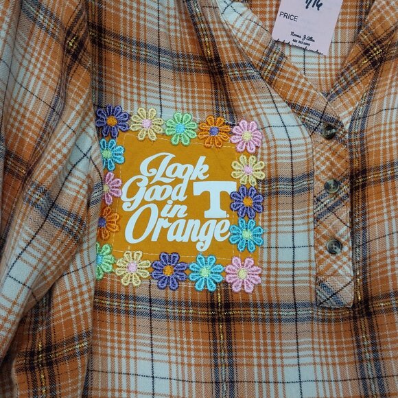 3227 Size 14/16 Cato Upcycled Tenn. Vols Flannel Shirt, Orange is the New Black. - Picture 3 of 8